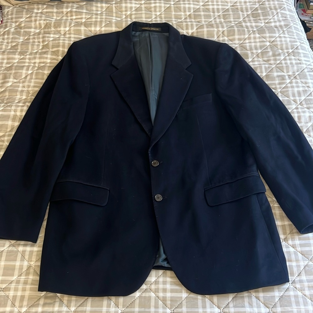 Marks & Spencer Navy Wool & Cashmere Sport Jacket Blazer Size 44L